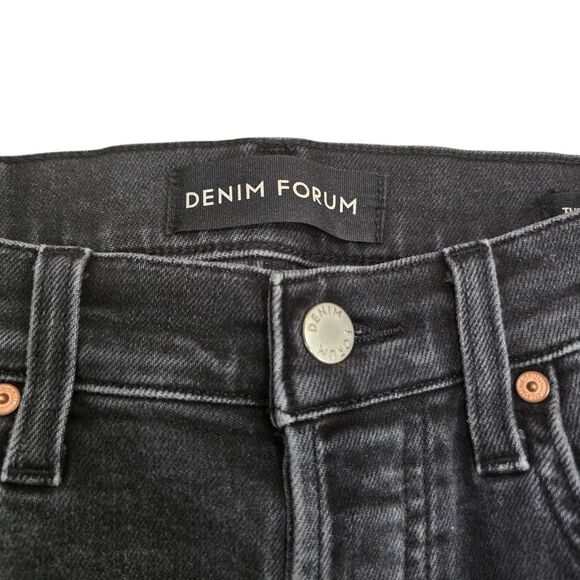 Denim Forum The Arlo High Rise Straight Jeans Womens 27 Black Button Fly Classic - Picture 4 of 6